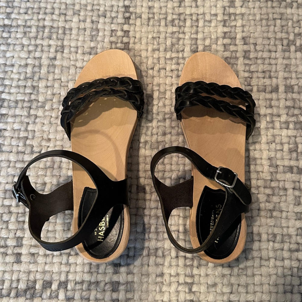 Swedish Hasbeens Sandals Size 36 Black